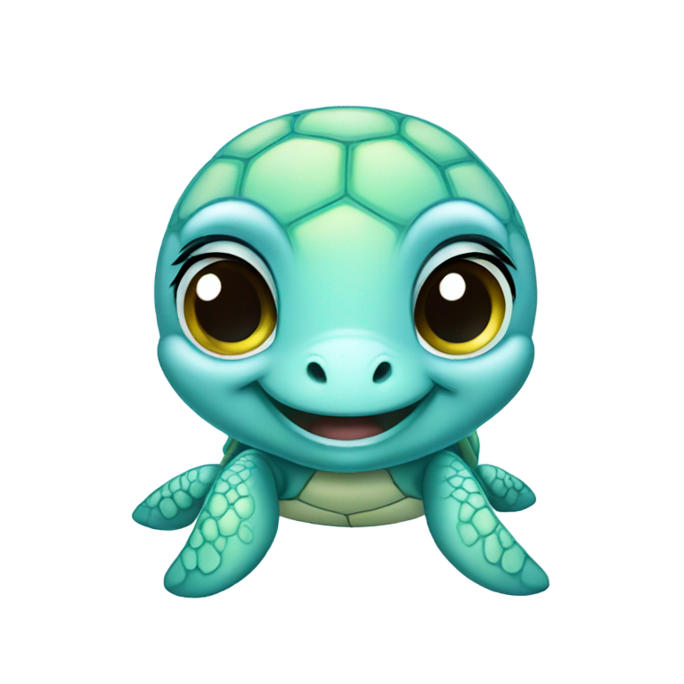 genmoji: Cute baby sea turtle light blue