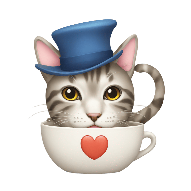 絵文字：cat hat cup