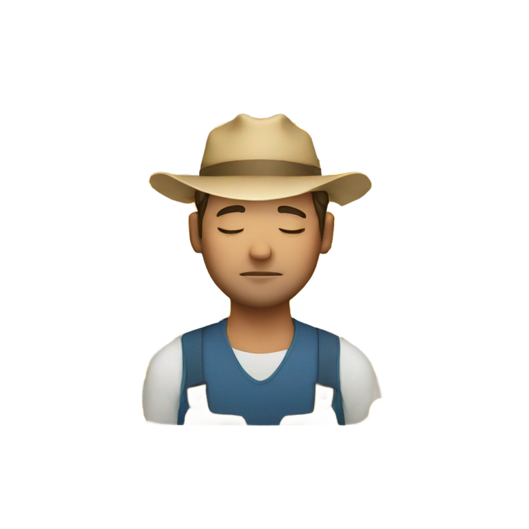 genmoji: Farmer closing his eyes
