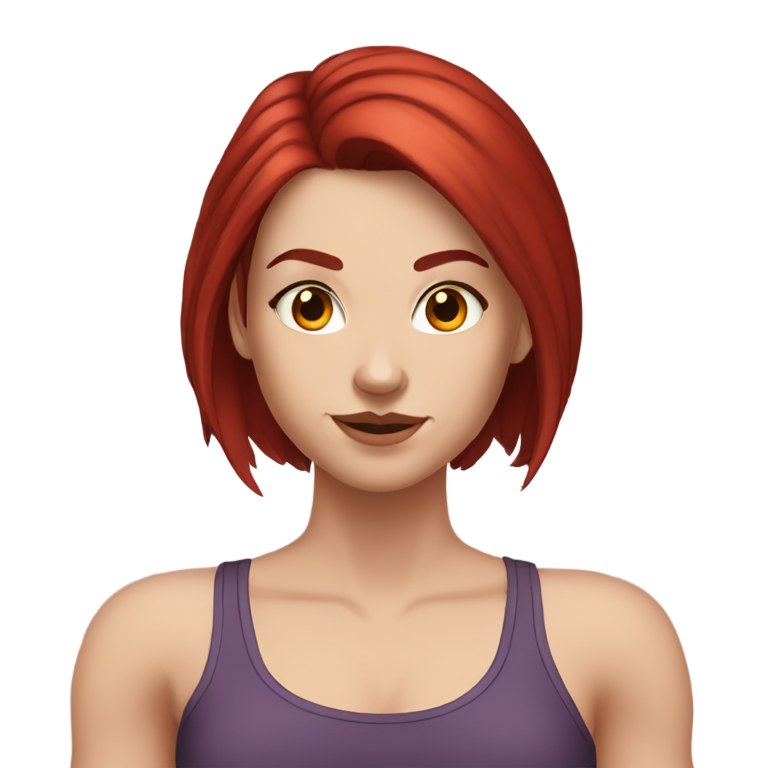 genmoji：超级健壮的白人女孩，直黑红发，鼻环
