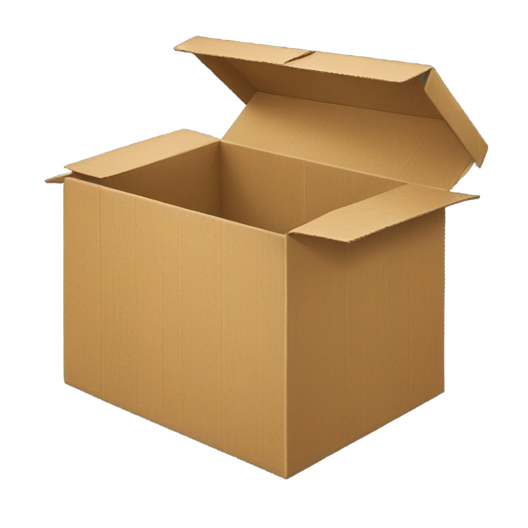 genmoji : Boîte en carton avec le couvercle ouvert