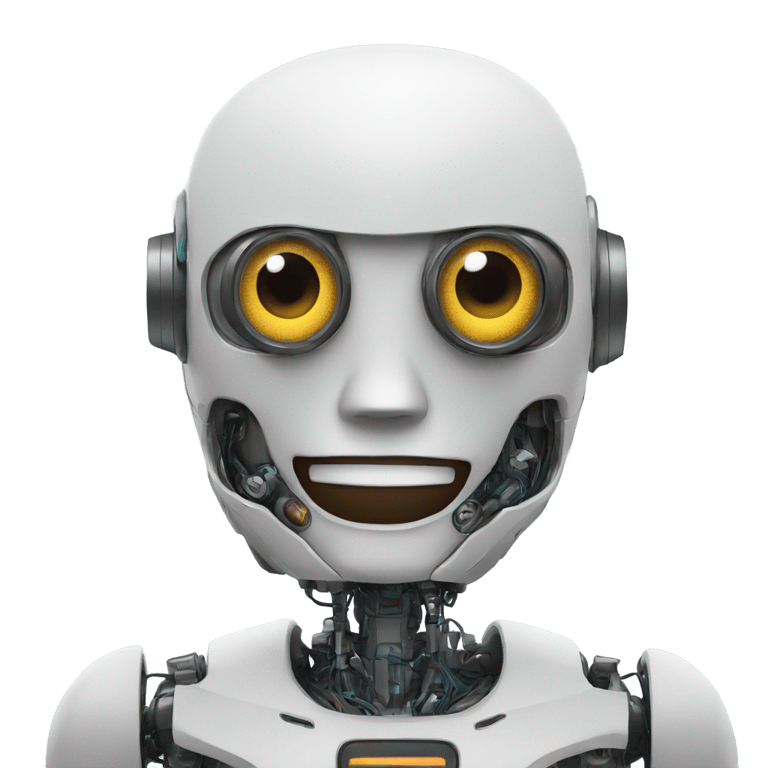 絵文字：A robot with two screens that of his eyes and mouth.