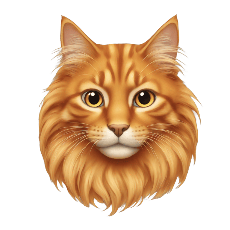 genmoji：一条长毛橙猫，具有锋锐的下颚线