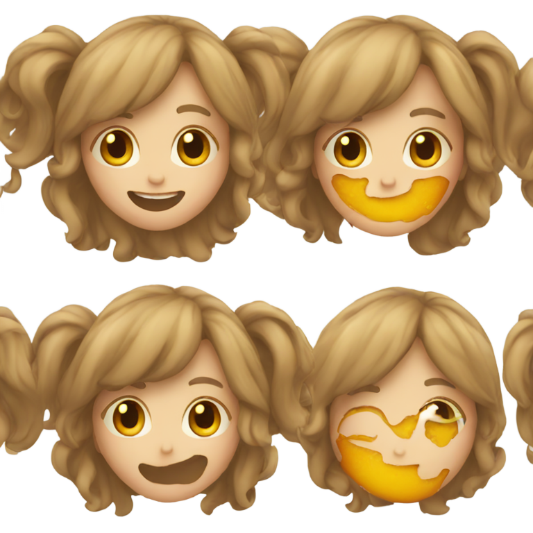genmoji : Un enfant aux cheveux longs faisant de la pâtisserie et faisant un clin d'œil