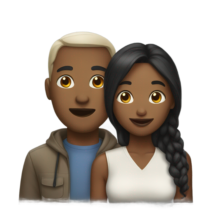genmoji：黑人女子与白人男子舌尖相触