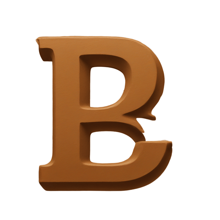 genmoji：一块用棕色颜料写的字母“b”
