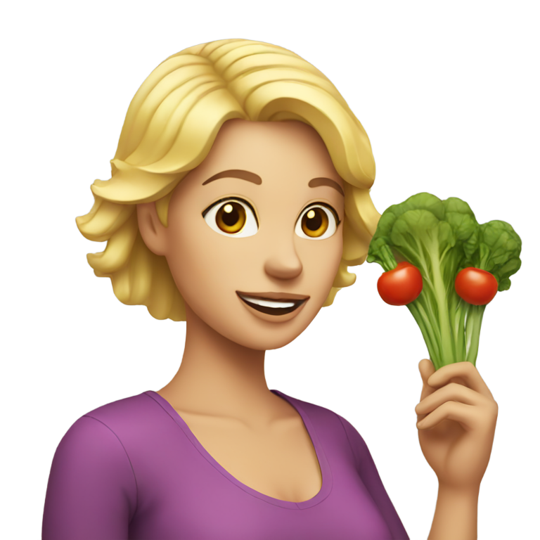 絵文字：金髪の女性が野菜を持っている
