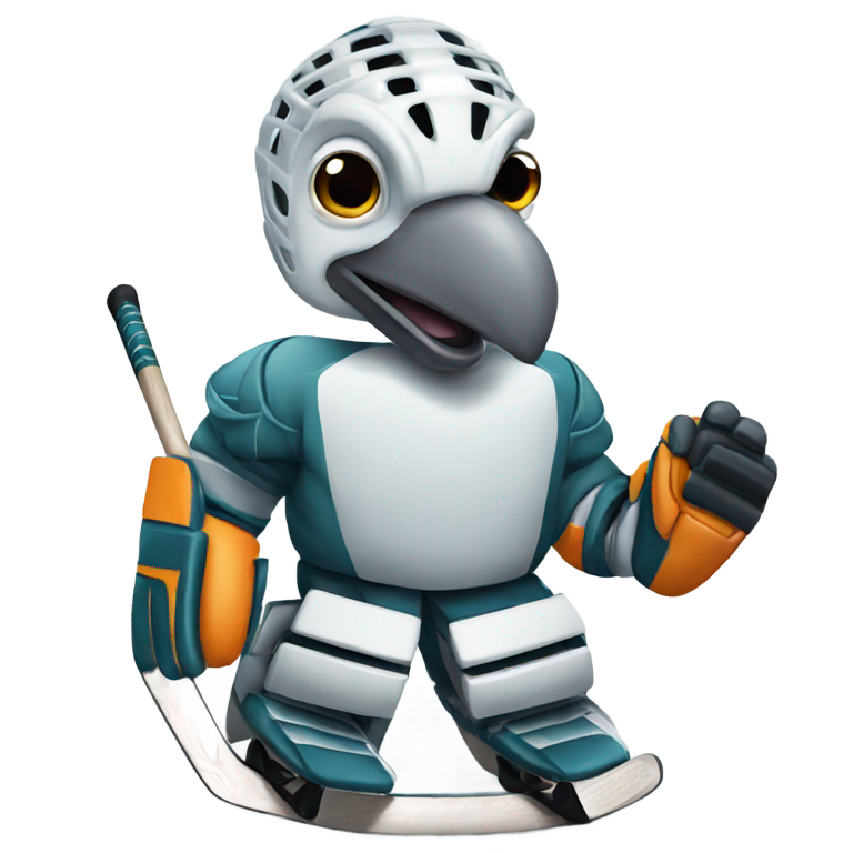 genmoji: pigeon hockey goalie
