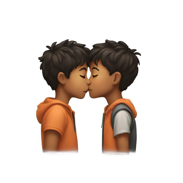 絵文字：二人の少年がキスをしている