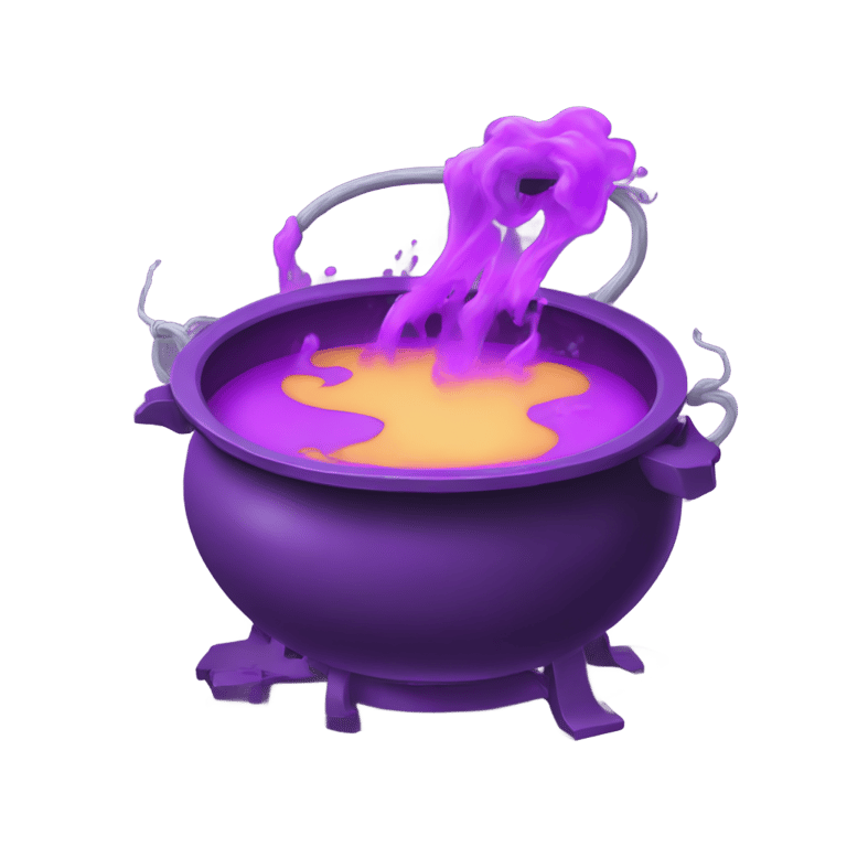 絵文字：witch cauldron with purple soup, stirred by an electric motor, CAD
