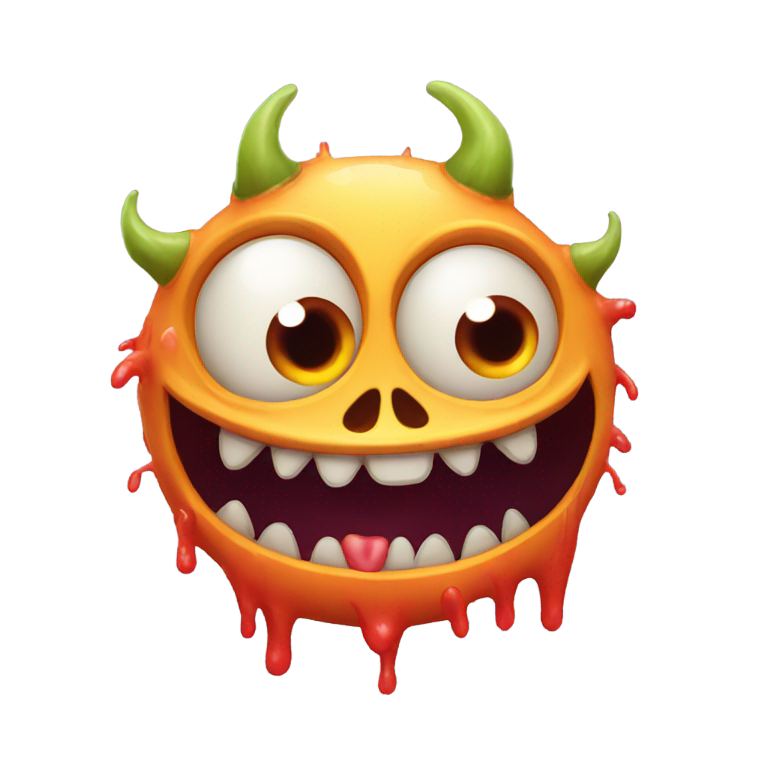 genmoji: freaky monster but drooling and has heart eyes