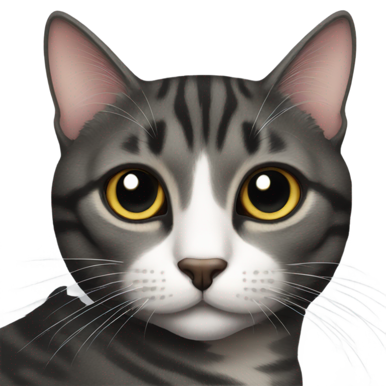 genmoji：黑虎斑猫一只眼睛比另一只大