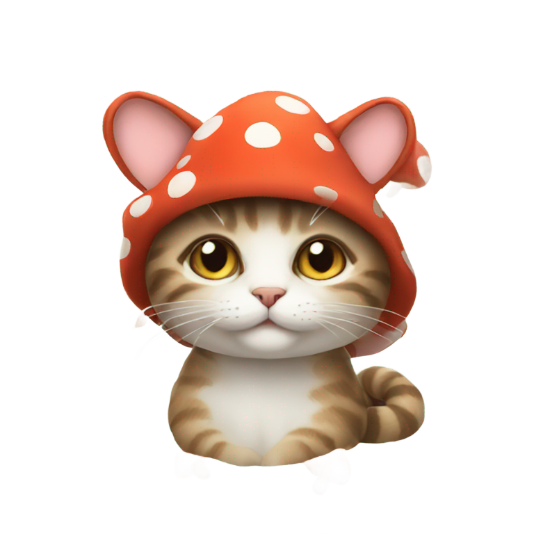 genmoji: a cat with a cute mushroom hat