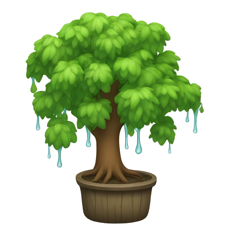 genmoji : Arbre sous la pluie