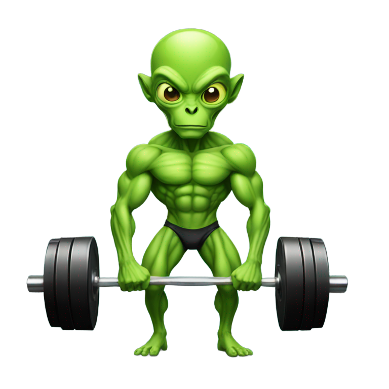 genmoji：绿色外星人在举重