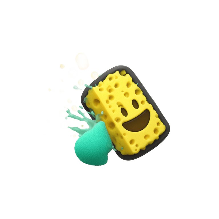 genmoji：（一块海绵在播放MP3）