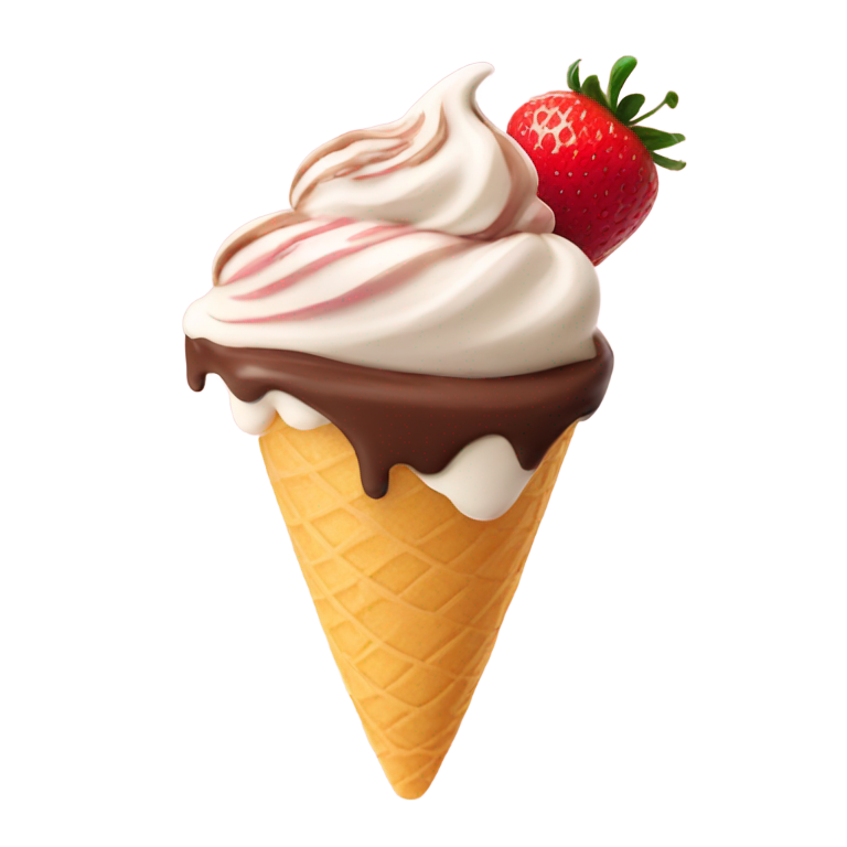 絵文字：バニラ、ストロベリー、チョコレートのソフトクリーム