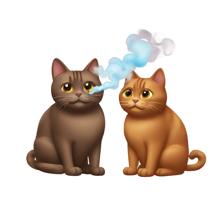 絵文字：二匹の茶色の猫がベイプを吸っている