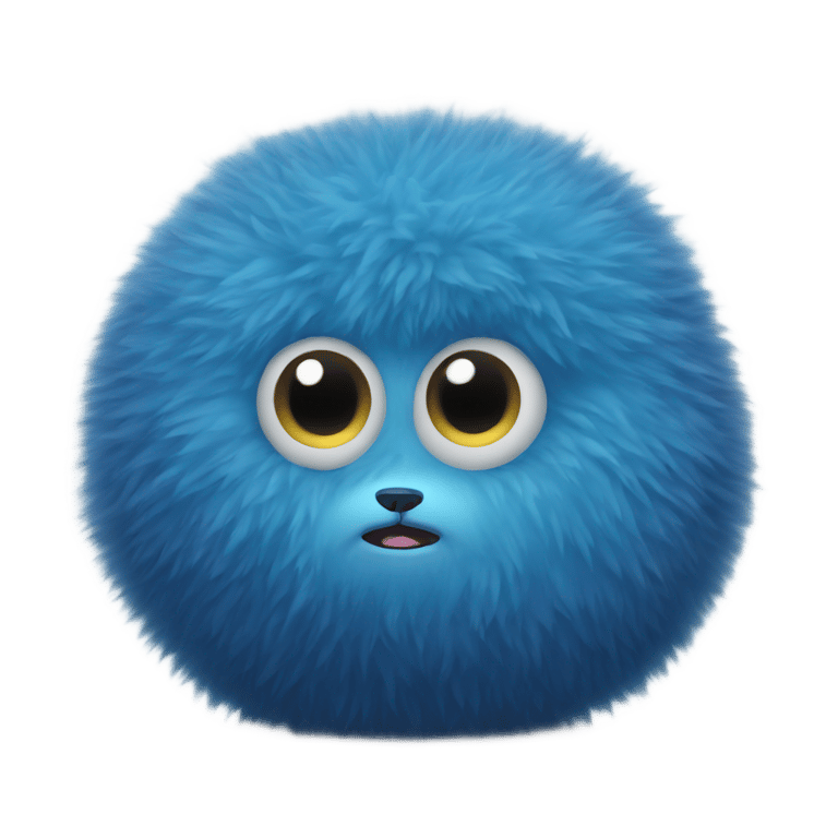 genmoji：蓝色、圆滚滚、毛绒绒的动物，眼睛很大
