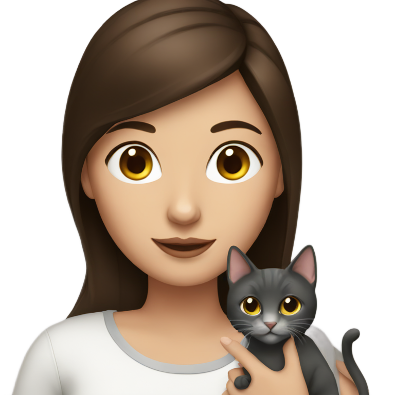 genmoji : Femme brune avec iPad et chat