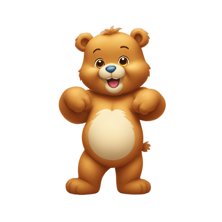絵文字：Care Bear with a smiley face on his belly.