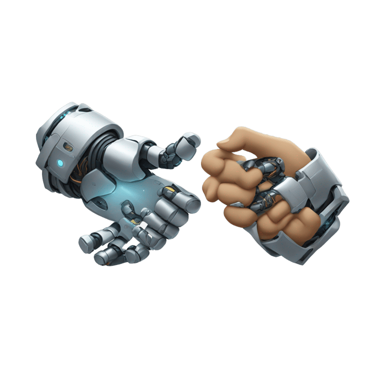 絵文字：🤝🦾💪 handshake with one robot hand and one human hand