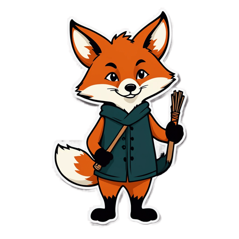 genmoji: a fox with a bindle stick