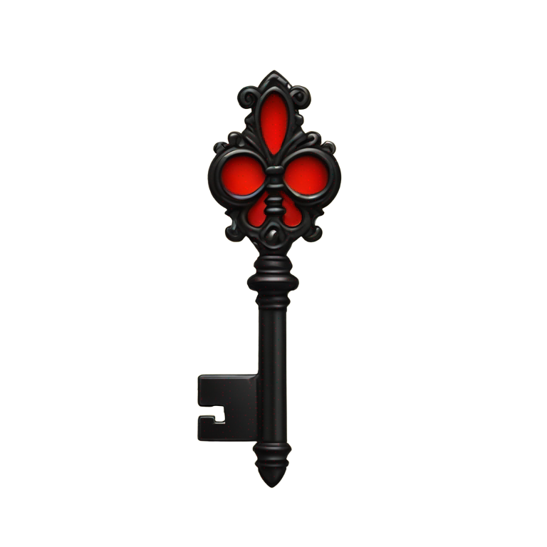 genmoji : Clé magique vintage gothique rouge et noire