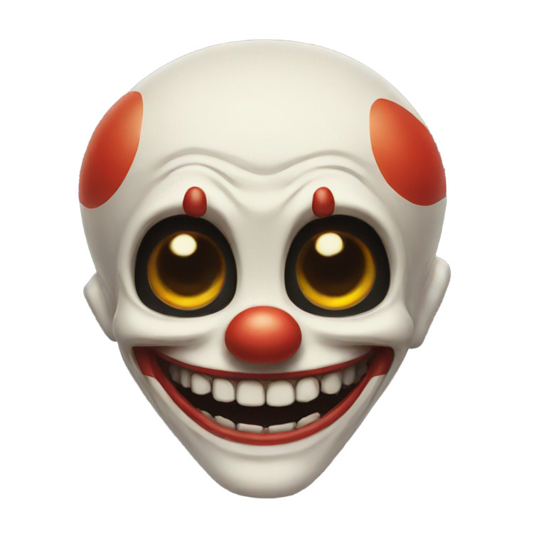 genmoji：一个看起来像小丑的骷髅在用恶魔语言大笑