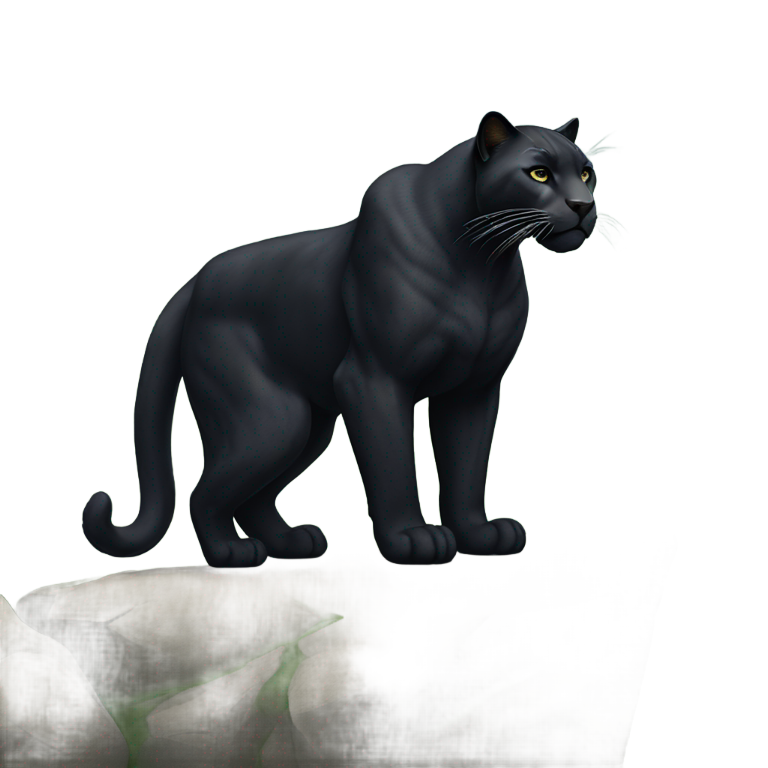 genmoji：a full-legth black panther (cat) from the side on mountain