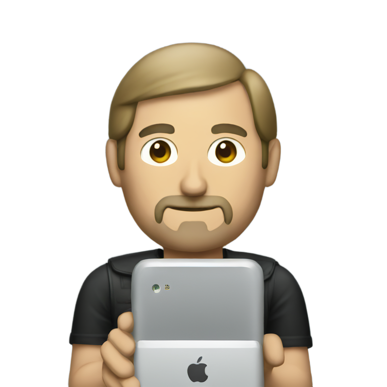 genmoji：史蒂夫·乔布斯拿着手机