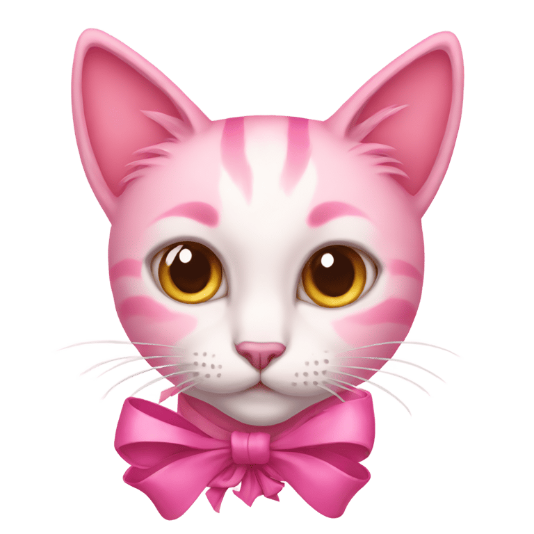 genmoji: pink cat with a bow
