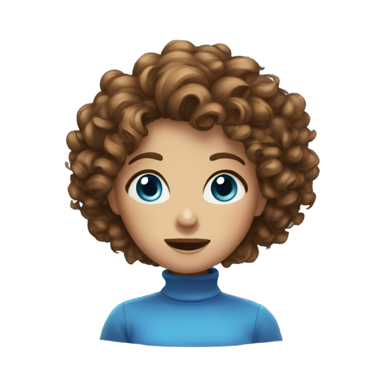genmoji：棕色卷发蓝眼睛的女孩难以置信
