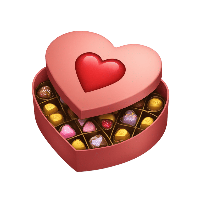 絵文字：A heart-shaped box with chocolates inside