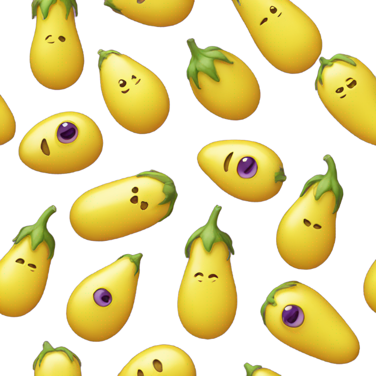 genmoji: A yellow emoji with eggplants as eyes