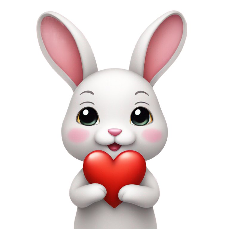 genmoji: cute bunny holding a heart