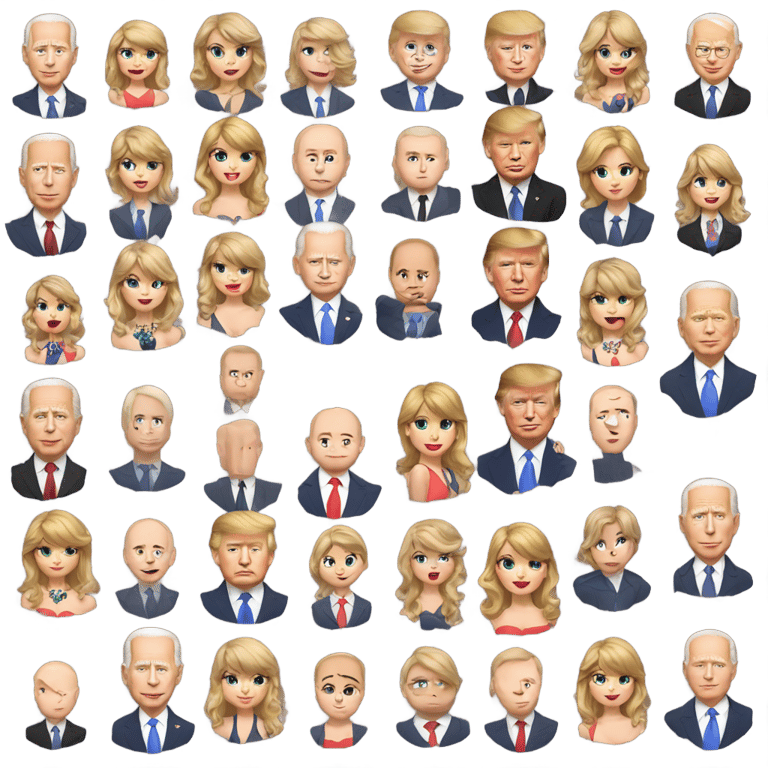 genmoji: 33% Joe Biden 33% Donald Trump 33% Taylor Swift 1% Vladimir Putin