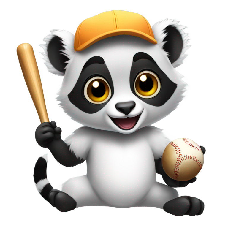 genmoji: A lemur playing baseball