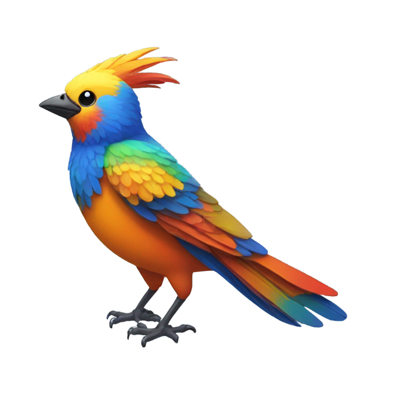 genmoji : Un oiseau coloré avec la main gauche levée