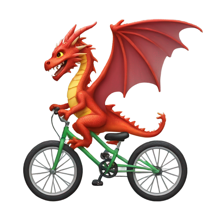 genmoji: Dragon riding a bike