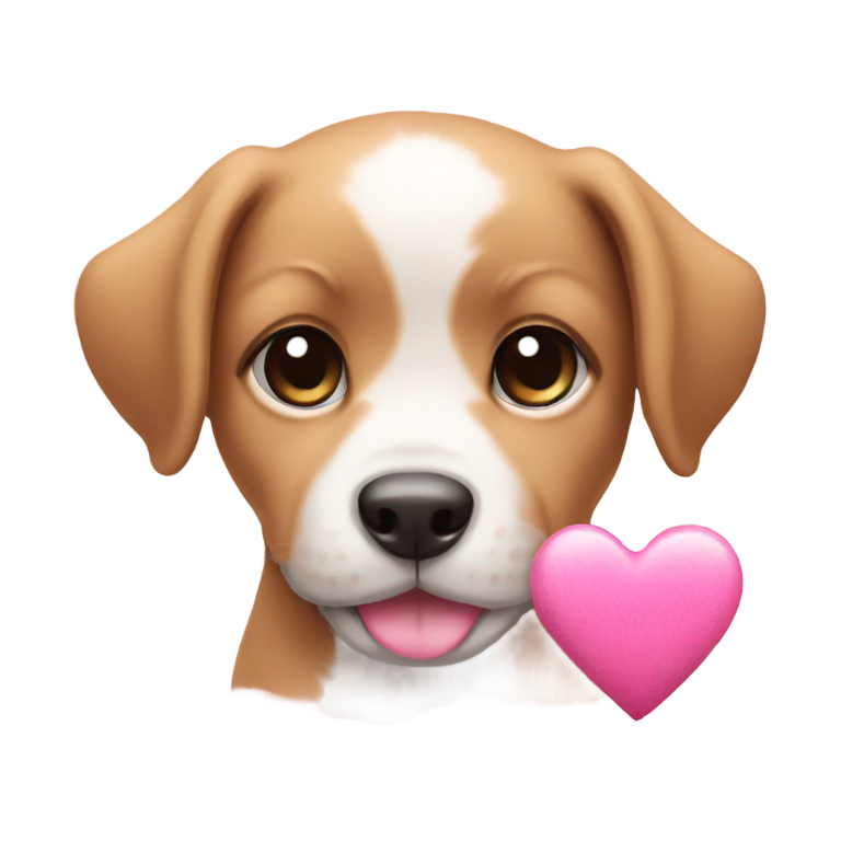 genmoji : Chiot avec un cœur rose