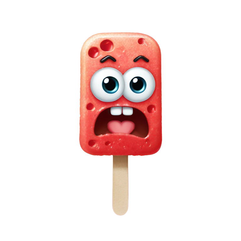 genmoji: SpongeBob Popsicle angry because his eyes will become chocolate