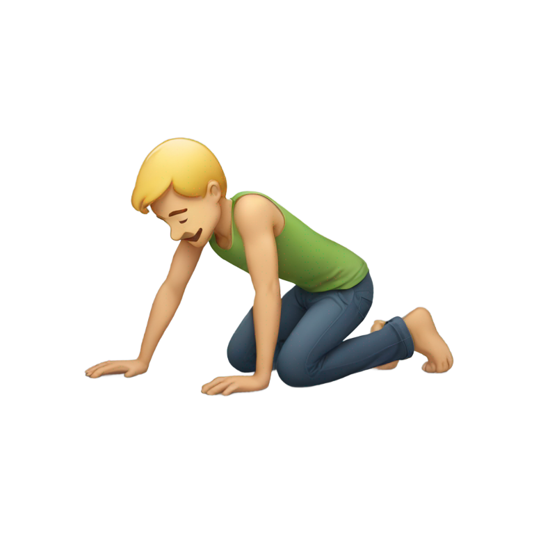 genmoji : Homme rampant sur les mains et les genoux