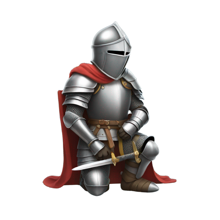 genmoji : Chevalier agenouillé avec épée