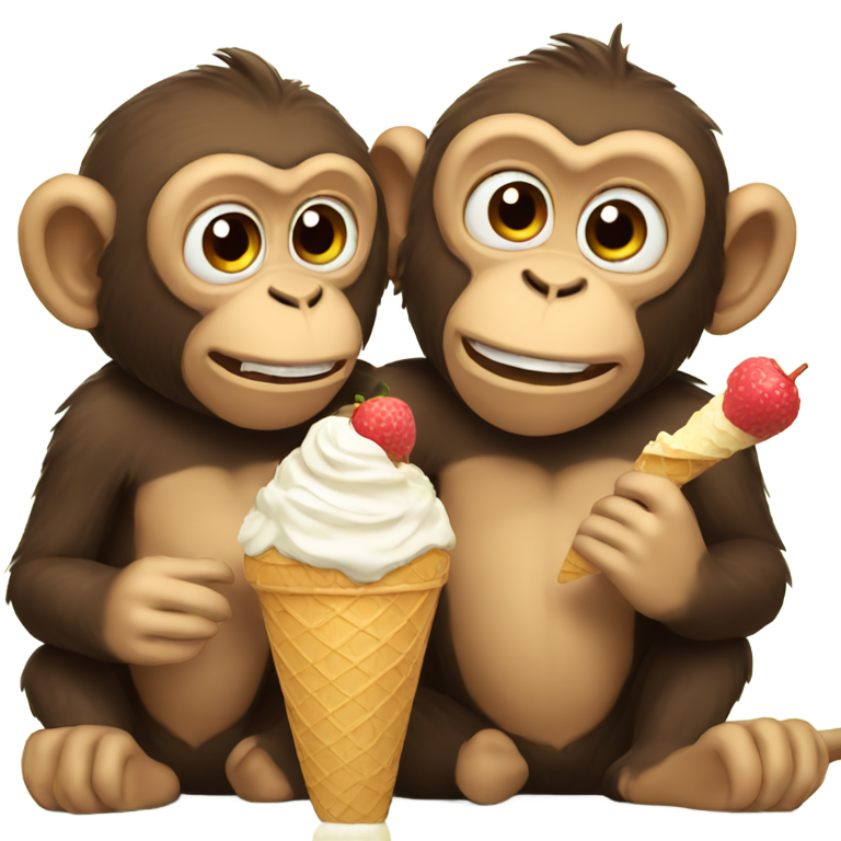 genmoji : Deux singes mangeant une glace