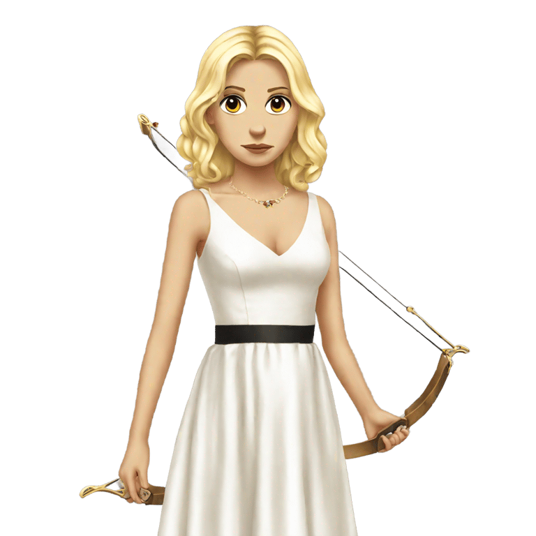 genmoji : Prophecy Girl prom buffy crossbow white dress
