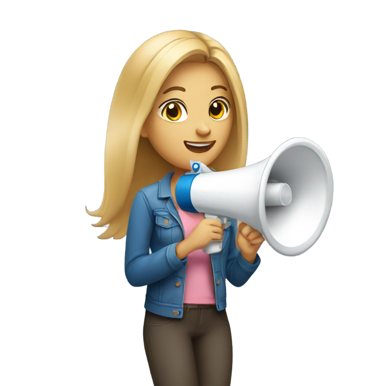 genmoji：女大学生拿着扩音器
