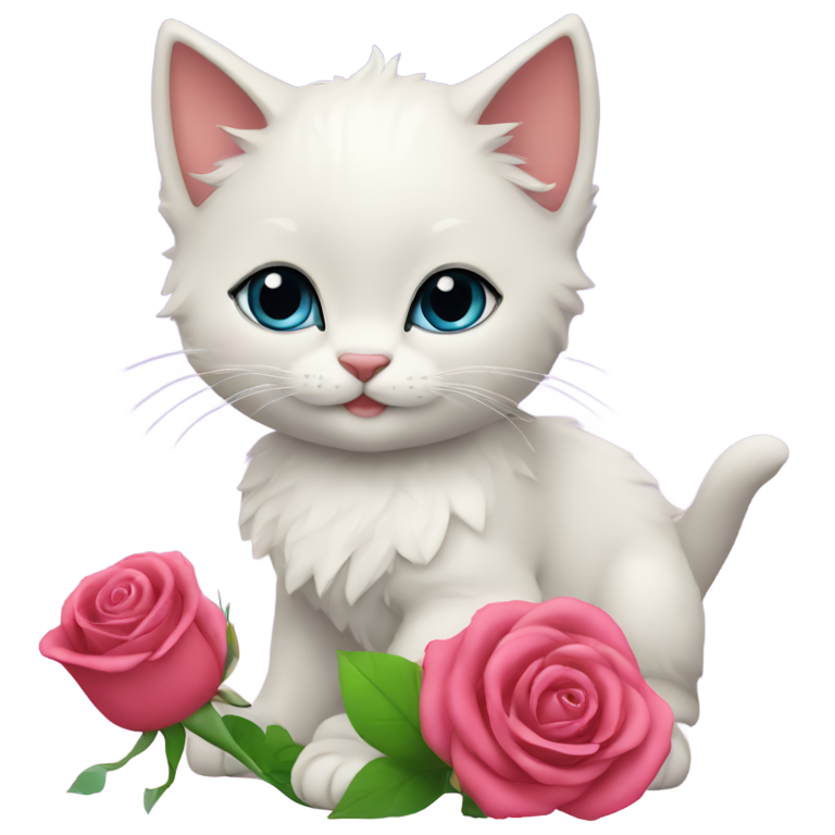 genmoji : Prince chaton inspiré par Elsa avec un bouquet de roses colorées