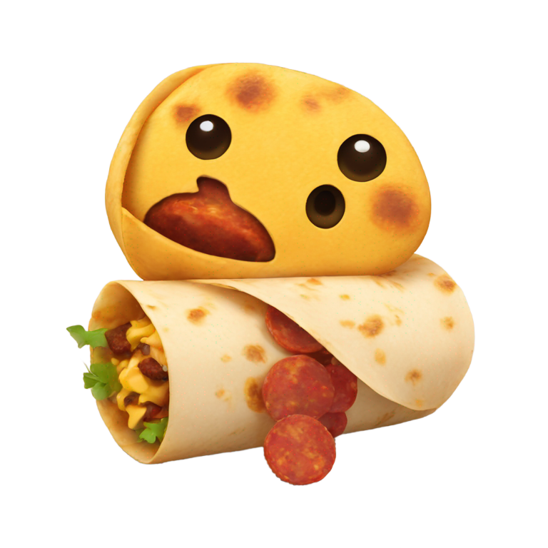 genmoji: With face and tongue Chorizo burrito cute