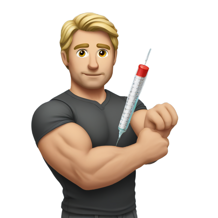 genmoji：马克·麦奎尔拿着类固醇针